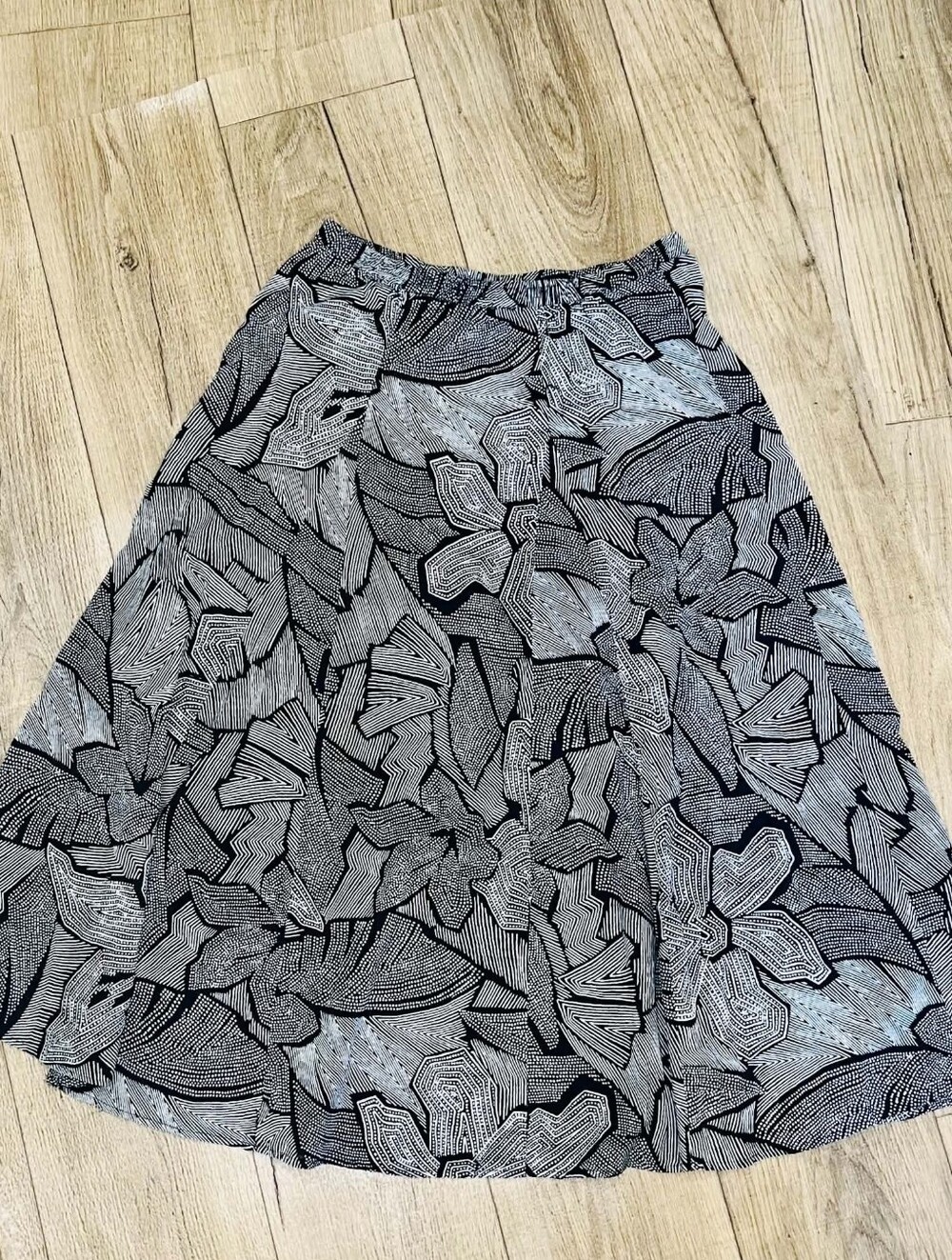 Jaclyn Smith Black and White Floral A-Line Skirt